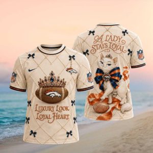 Denver Broncos Crown Cat Luxury Look Loyal Heart T Shirt