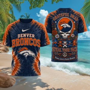 Denver Broncos Grateful Dead Steal Your Face Tie Dye T Shirt