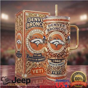 Denver Broncos NFL Football 2026 Vintage 20oz Sports Gifts for Men Stainless Steel Insulated Tumbler