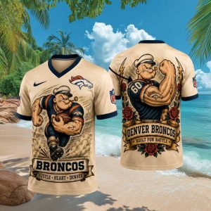 Denver Broncos Popeye The Sailor Man Vintage NFL Sports Apparel T Shirt