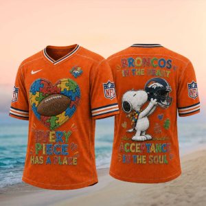 Denver Broncos Snoopy Autism Awareness Football T Shirt