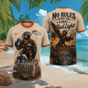 Denver Broncos Tailgate Pirate Parrot Bud Light 3D T Shirt