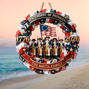 Descendant of Patriots Smith Family Personalized Ornament 1776 2026 US 250th Anniversary Wreath DeOrnament