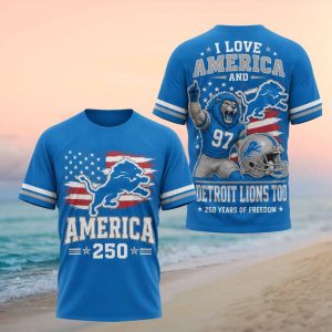 Detroit Lions America 250 Years Of Freedom Football T Shirt
