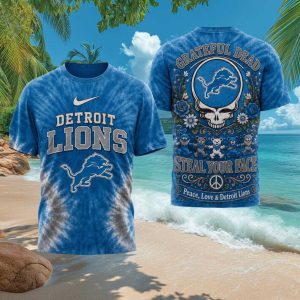 Detroit Lions Grateful Dead Steal Your Face Tie Dye T Shirt