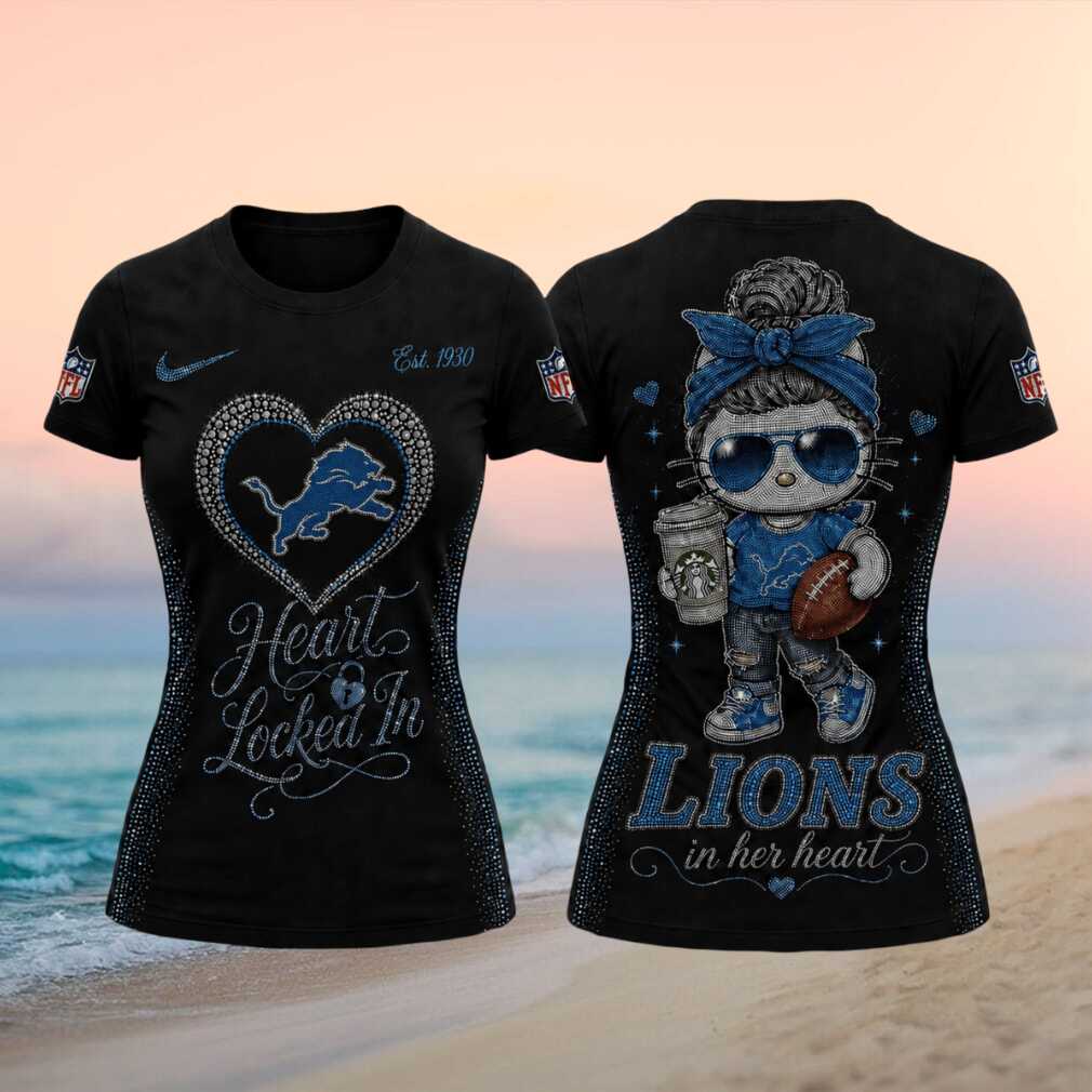 Detroit Lions Messy Bun Mascot Heart Graphic Football Shirt Detroit Lions Messy Bun Mascot Heart Graphic Football Shirt