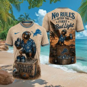Detroit Lions Tailgate Pirate T Shirt Funny Bud Light No Rules Football Fan T Shirt