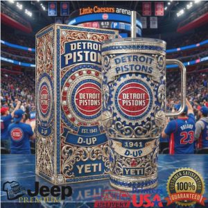 Detroit Pistons NBA 1941 D Up Retro Vintage 20oz Basketball Fan Gift Stainless Steel Insulated Tumbler