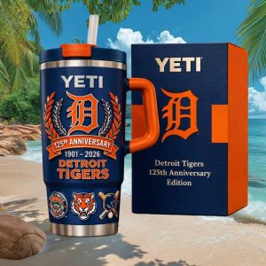 Detroit Tigers 125th Anniversary MLB Baseball Fan Gift 40oz Tumbler