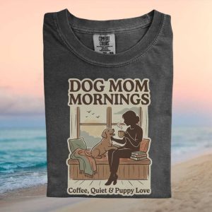 Dog Mom Mornings Coffee and Puppy Love Retro T Shirt