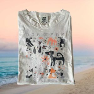 Dog Mom Social Club Cute Boho Floral Puppy T Shirt