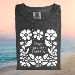Dogs Are My Therapy Cottagecore Floral Dog Lover T Shirt