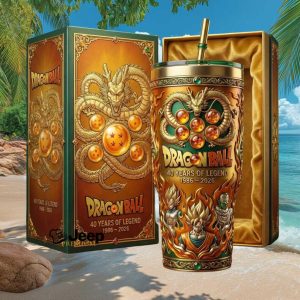 Dragon Ball 40 Years of Legend 1986 2026 Goku Vegeta Retro 20oz Stainless Steel Insulated Tumbler