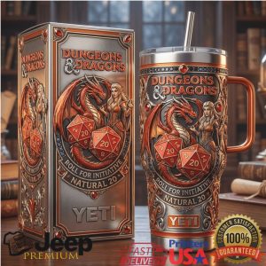 Dungeons and Dragons Roll For Initiative Natural 20 Dragon Retro 20oz Stainless Steel Insulated Tumbler