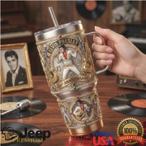Elvis Presley 91st Anniversary 2026 Vintage Rock Style Gifts for Music Fans Stainless Steel Insulated Tumbler