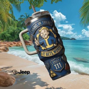 Fallout Vault Boy Vault 111 Hang In There Retro Gaming Gift Stainless Steel Insulated Tumbler