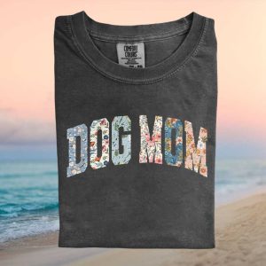Floral Dog Mom College Varsity Block Letter Mother Day Gift T Shirt
