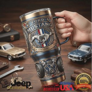 Ford Mustang The Legend Continues Est 1964 Muscle Car Vintage 20oz Stainless Steel Insulated Tumbler