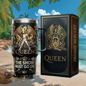 Freddie Mercury Queen The Show Must Go On Vintage Rock Fans Gift Stainless Steel Insulated Tumbler