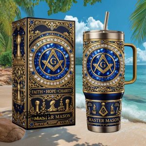 Freemason Master Mason Faith Hope Charity Square and Compasses Stainless Steel Insulated Tumbler