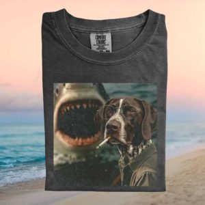 Funny German Shorthaired Pointer Dog Wearing Glasses Shark T Shirt