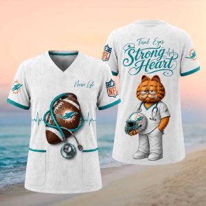 Garfield Nurse Life Miami Dolphins NFL V Neck T Shirt
