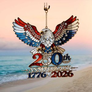 Glittering Patriotic Eagle 250th Anniversary 1776 2026 Ornament Stars and Stripes American Pride Graphic