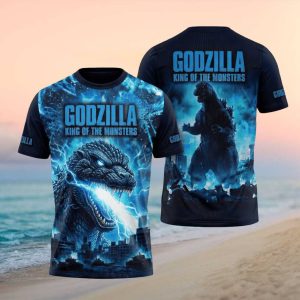 Godzilla King Of The Monsters Blue Atomic Breath Graphic T Shirt