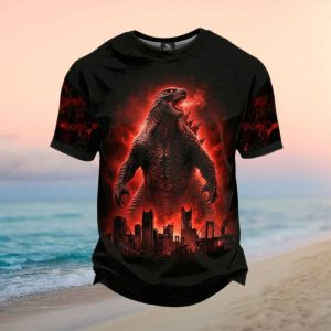 Godzilla King of the Monsters Red Glow City Ruin T Shirt
