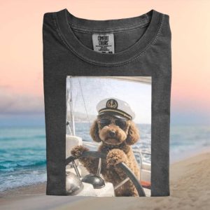 Goldendoodle Boat Captain Sunglasses Summer Graphic T Shirt