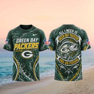 Green Bay Packers All I Need Is Go Fishing 3D T Shirt