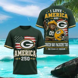 Green Bay Packers America 250 Years Freedom Mascot T Shirt