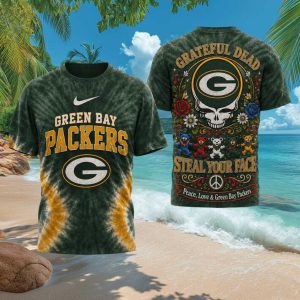 Green Bay Packers Grateful Dead Tie Dye Steal Your Face T Shirt