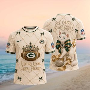 Green Bay Packers Luxury Pearl Cat Loyal Lady T Shirt