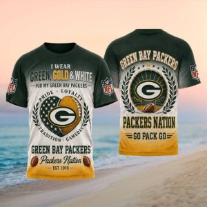 Green Bay Packers Nation Go Pack Go Green Gold Fan T Shirt