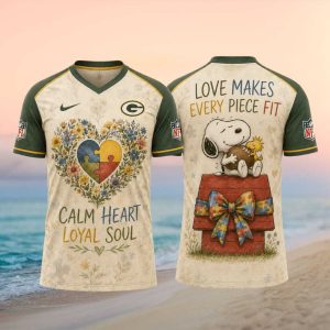 Green Bay Packers Snoopy Autism Awareness Floral Football T Shirt