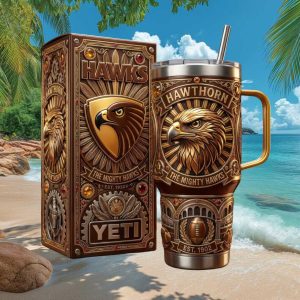 Hawthorn Hawks The Mighty Hawks Est 1902 AFL 20oz Men Gift Stainless Steel Insulated Tumbler