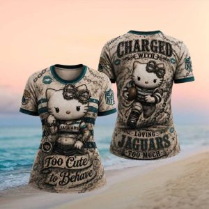 Hello Kitty Jacksonville Jaguars T Shirt Too Cute To Behave NFL Fan Gear