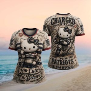 Hello Kitty New England Patriots Too Cute To Behave NFL Women's T Shirt