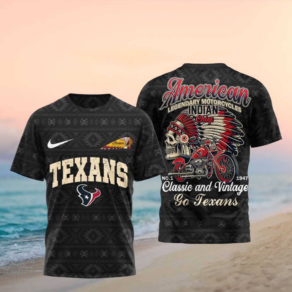 Houston Texans Indian Motorcycle Vintage Classic Graphic Apparel T Shirt Houston Texans Indian Motorcycle Vintage Classic Graphic Apparel T Shirt