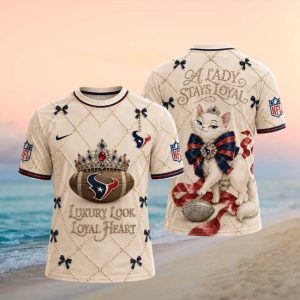 Houston Texans Luxury Pearl Tiara Cat Loyal Heart T shirt