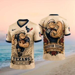 Houston Texans Popeye Muscle Custom NFL T Shirt Style Football Fan T Shirt