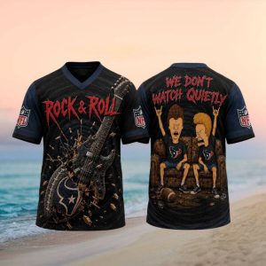 Houston Texans Rock And Roll Cartoon Couch Fans V Neck T Shirt
