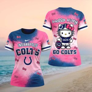 Indianapolis Colts Hello Kitty Cute Pink Blue Football Women T shirt