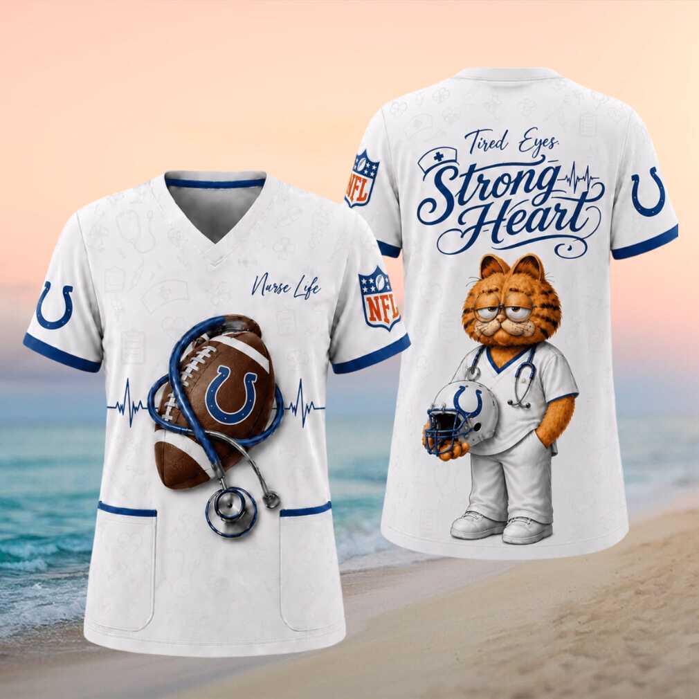 Indianapolis Colts NFL Nurse Life Garfield Tired Eyes Strong Heart T Shirt Indianapolis Colts NFL Nurse Life Garfield Tired Eyes Strong Heart T Shirt