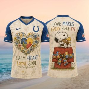 Indianapolis Colts Snoopy Autism Awareness Calm Heart Loyal Soul T Shirt