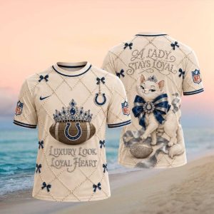 Indianapolis Colts White Cat A Lady Stays Loyal T Shirt