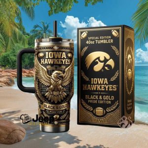 Iowa Hawkeyes Black and Gold Pride Edition Kinnick Stadium Vintage Football Fan Gifts Stainless Steel Insulated Tumbler