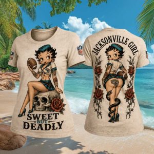 Jacksonville Football Betty Skull Sweet But Deadly T Shirt