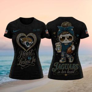 Jacksonville Jaguars Messy Bun Mascot Rhinestone Graphic T Shirt